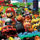 Official Nintendo art of Mario and other race kart drivers competing for first place.